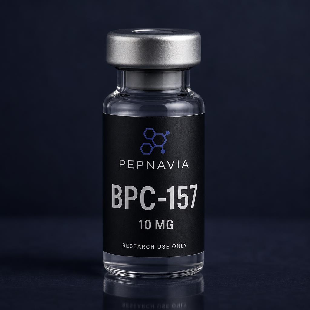 BPC-157 5 mg — vial med PEPNAVIA-etikett, endast för forskningsbruk