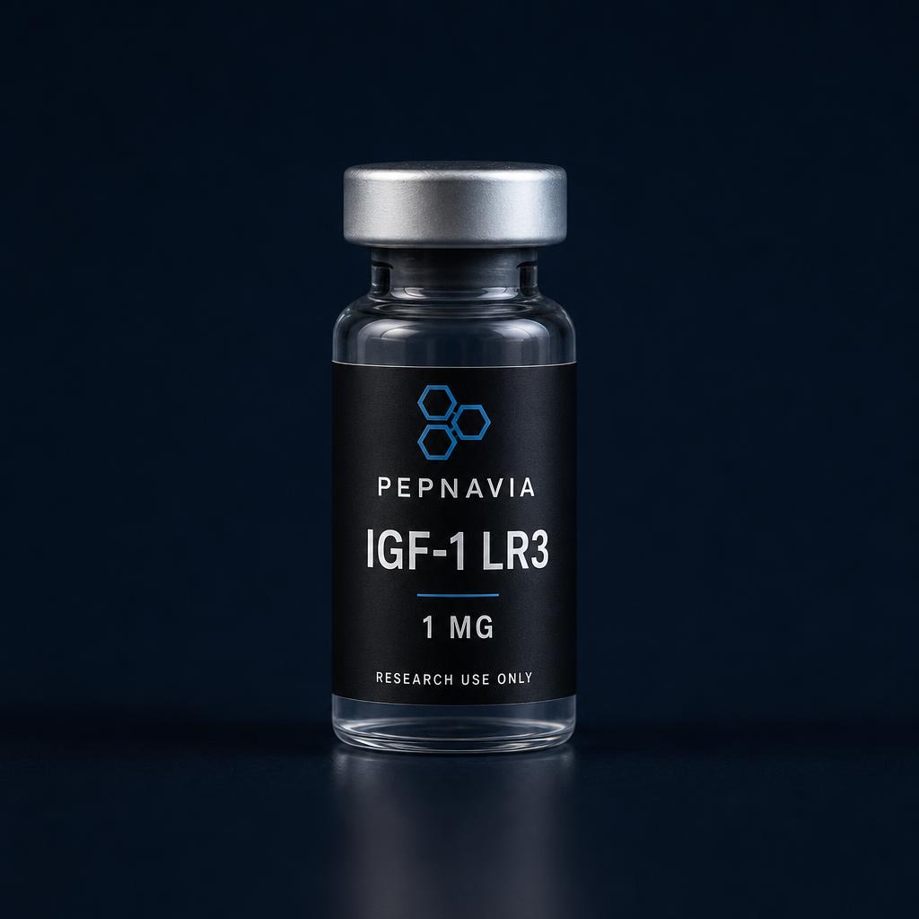 IGF-1 LR3 0,1 mg — vial med PEPNAVIA-etikett, endast för forskningsbruk