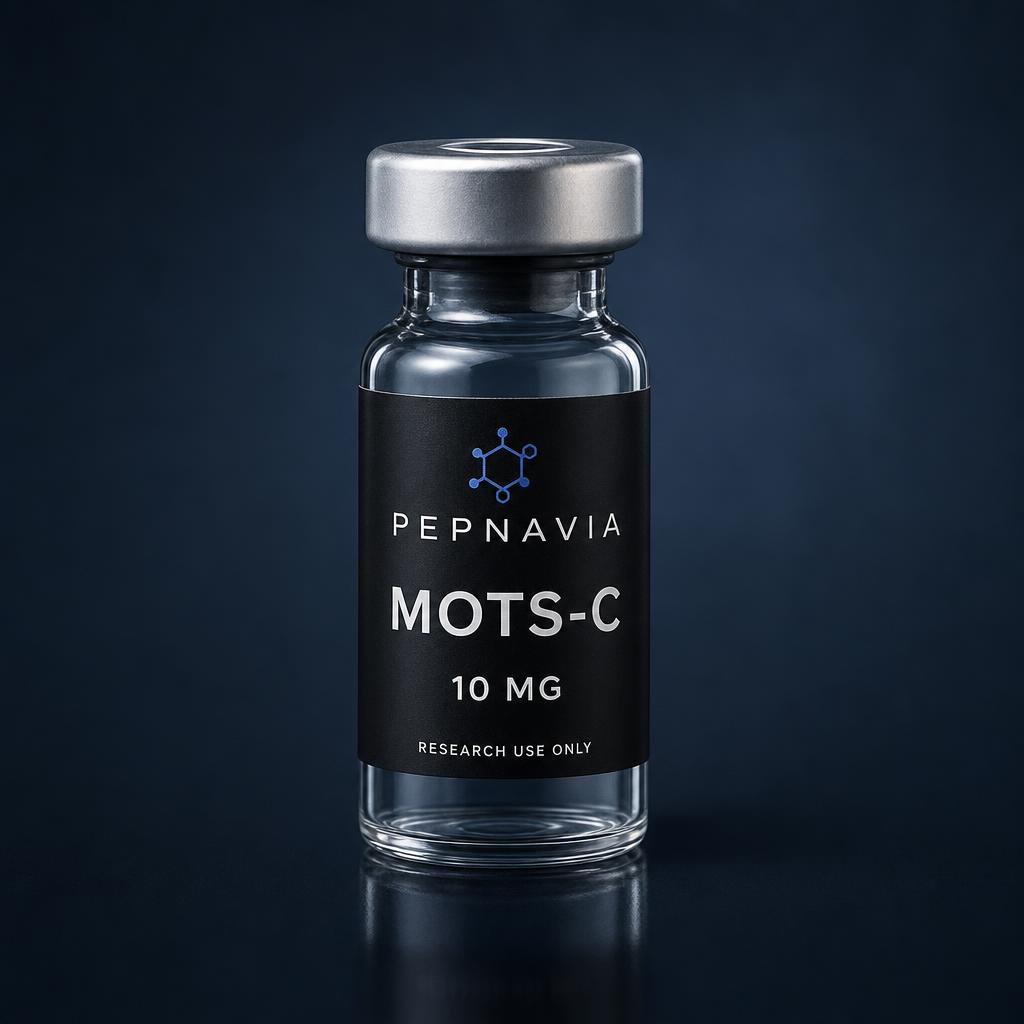 MOTS-c 10 mg — vial med PEPNAVIA-etikett, endast för forskningsbruk